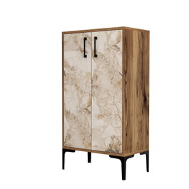 Hanah Home Zapatero Nogal y Blanco Mármol Industrial Organizador de Calzado Estilo Moderno